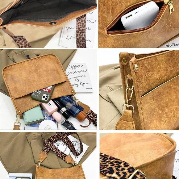 Women's Leopard Crossbody Purse Vegan Leather Shoulder Bag for Everyday - Picture 6 of 7